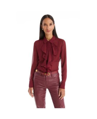 Women's Georgia Semi-Sheer Blouse - Burgundy