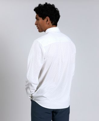 Men's Slim-Fit Performance Stretch Printed Button-Down Shirt 