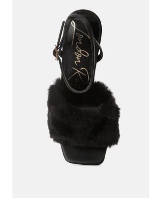 Womens Tarantino Faux Fur Stiletto Sandals