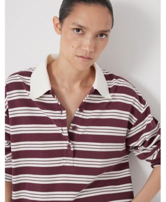 Women's Cotton Striped Polo Top