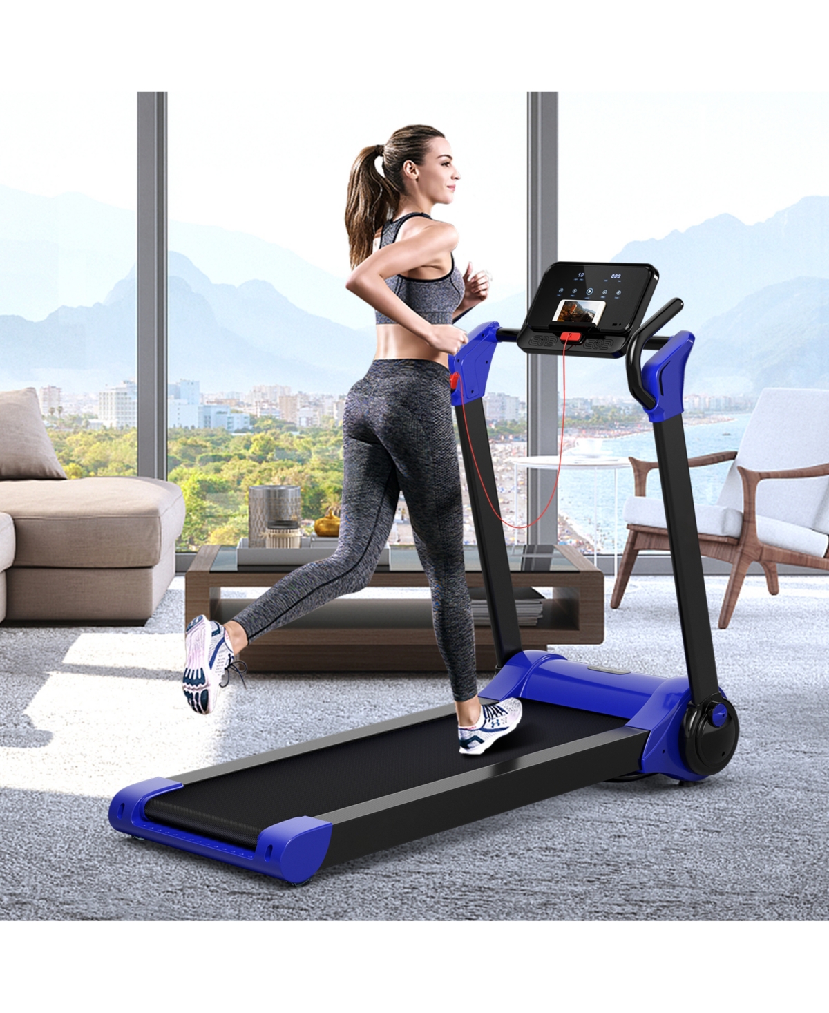 Skonyon 2.25 Hp Electric Motorized Folding Running Treadmill Machine with Led Display
