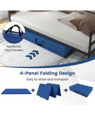 4-Panel PU Leather Folding Exercise Mat with Carrying Handles