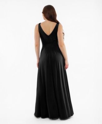 Women's Shapewear Deep V-Neck Front Slit Goddess Maxi Dress