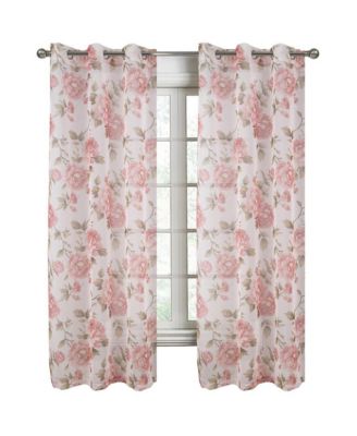 Ellie Doily Grommet Light Filtering Window Curtain Panel for Bedroom 54" x 95" Rose