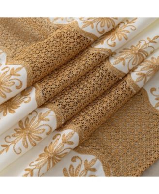 Donna Macrame Construction 3" Rod Pocket Curtain Panel 54" x 90" Beige/Gold