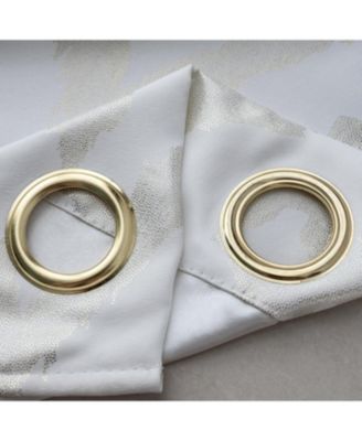 RT Designer Collection Heathrow Halo Foil Blackout Luxurious Decorative Grommet Curtain Panel 54" x 90" White