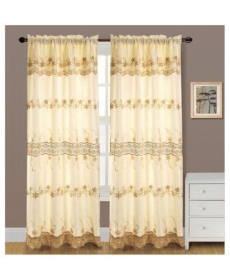 Alisa Macrame Rod Pocket Window Room Darkening Panel 54" x 84" Beige