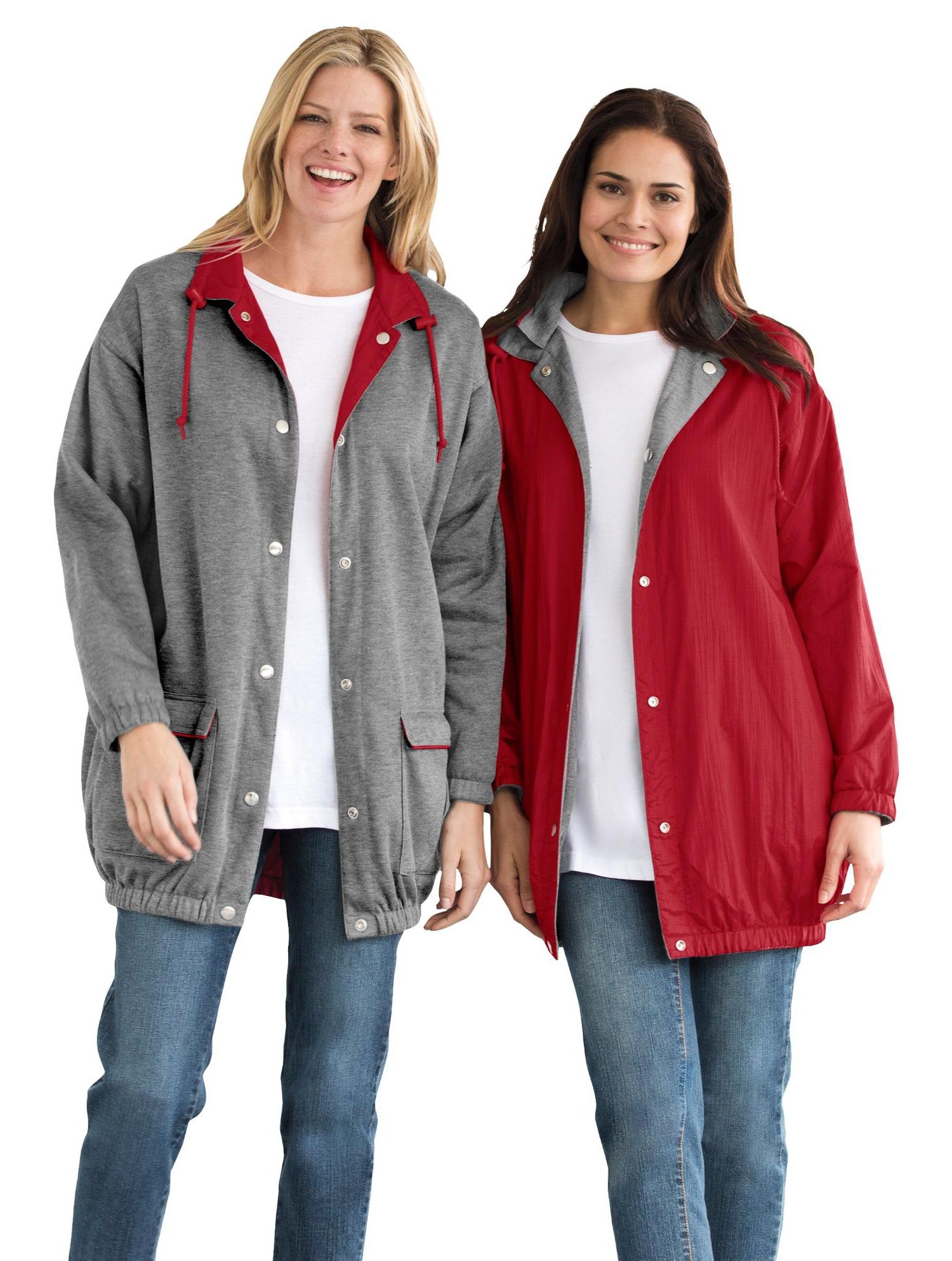 Plus Size Fleece Nylon Reversible Jacket