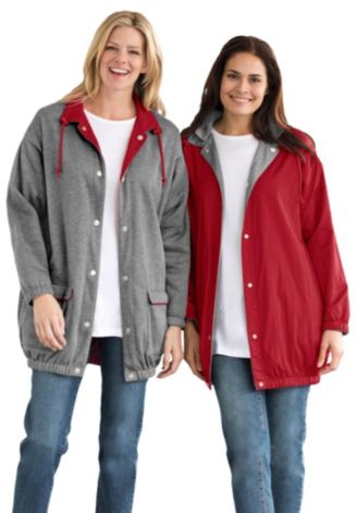 Woman Within Plus Size Fleece Nylon Reversible Jacket - Macy's
