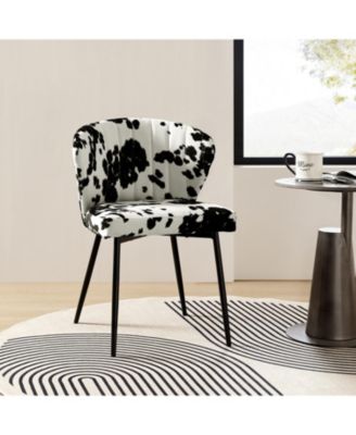 Dunten Contemporary Upholstery Accent Chair with Cowhide Pattern and Tufted Back