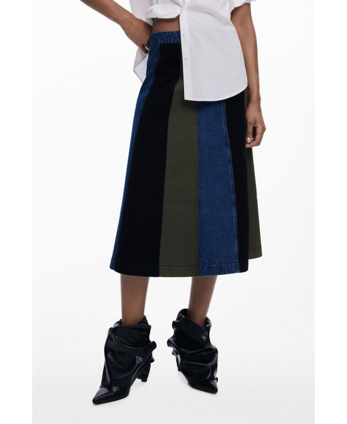 Desigual Women's A-line patchwork midi skirt