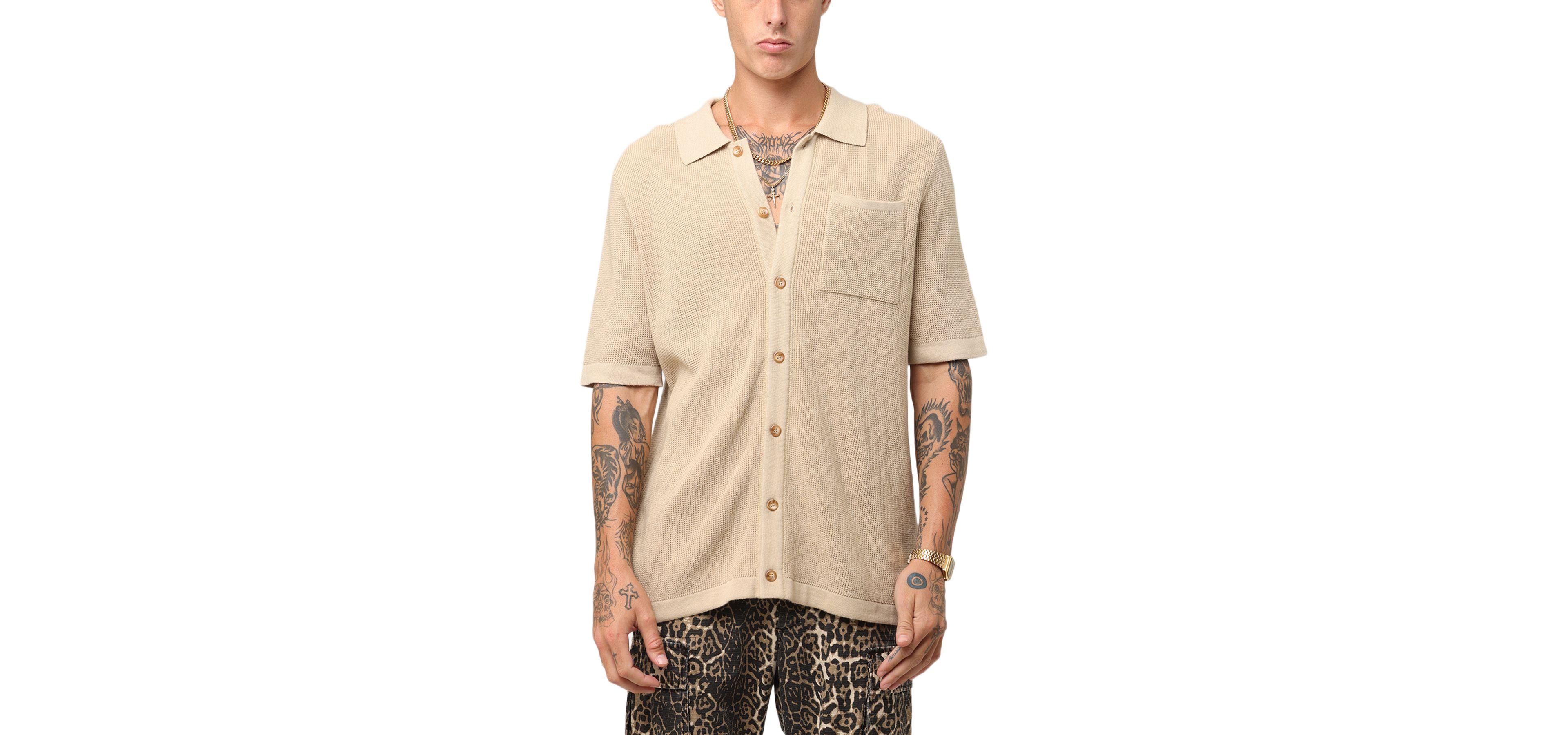 Xxiii Men's Zyair Knit Rib Button Up Shirt