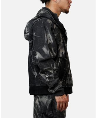 Men's Double Denim Hood Bomb Jacket