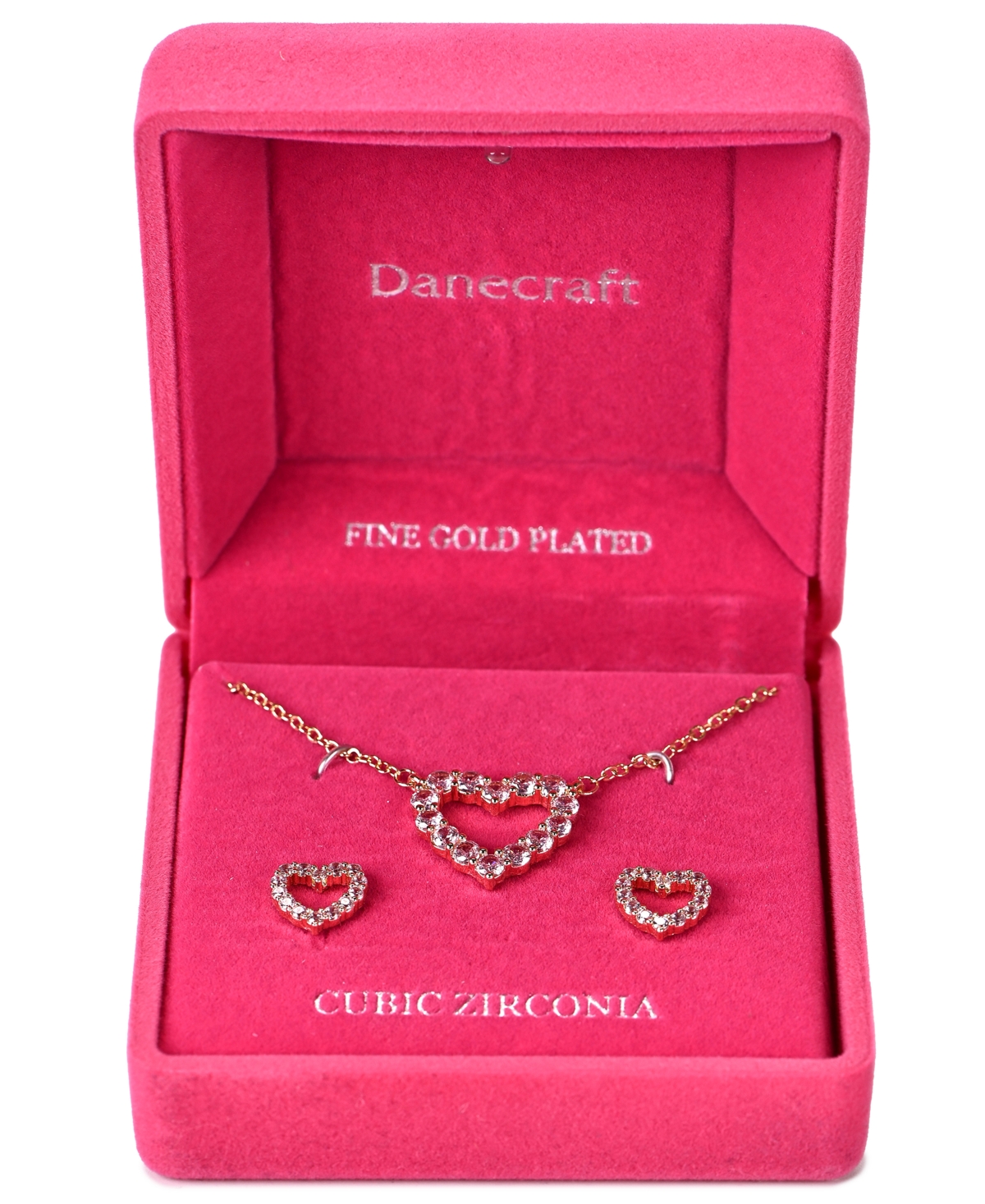 Giani Bernini Gold-tone Cubic Zirconia Heart Pendant Necklace And Matching Earrings Set In Gold
