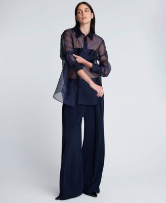 Women's Oversized Organza Long-Sleeve Top