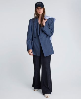 Women's Textured Pinstriped Long-Sleeve Jacket