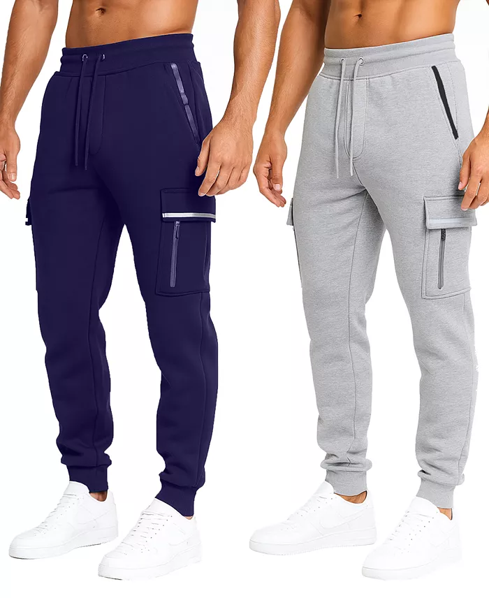 Men's Slim-Fit Tech Fleece Cargo Jogger Pants, 2-Pack