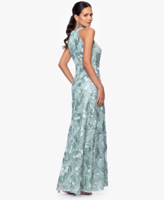 Women's Sequined Soutache Halter Gown