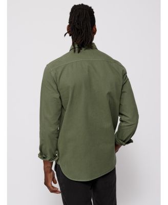 Men's Women s Long-Sleeve Cotton Twill Button-Up Shirt with Double Patch Pockets