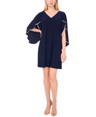 MSK - Women's V-Neck Cape-Sleeve Dress