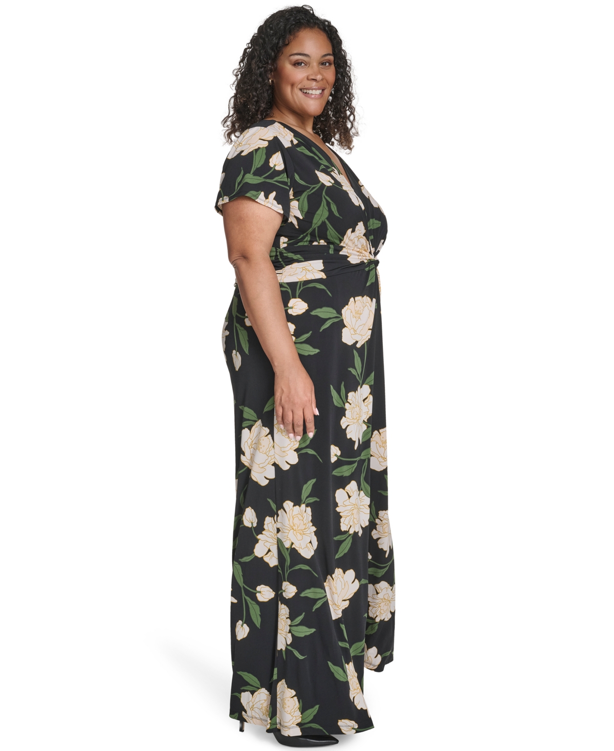 Vince Camuto Plus V-Neck Twist Front Jumpsuit