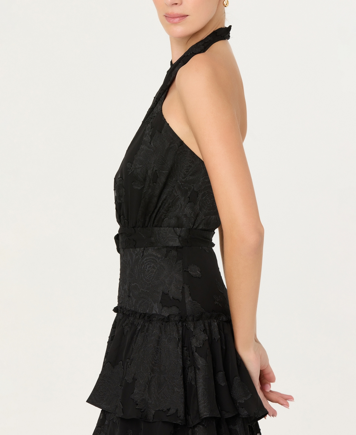 Astr the Label Women's Adamaris Crossover Halter Neck Tiered Maxi Dress