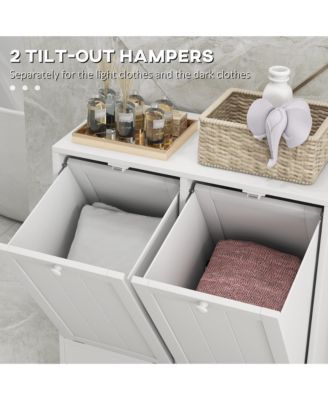 26" W  Engineered Wood 2 Hamper Compartments Tilt-out Laundry Storage Cabinet