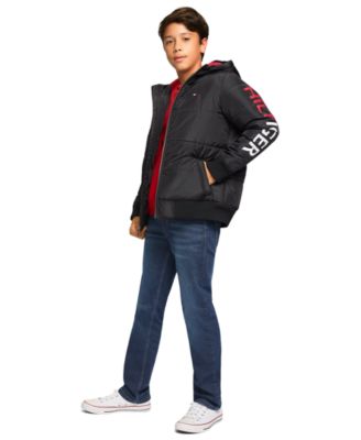 Boys' 8-20 Hilfiger Logo Zip Front Bomber Jacket