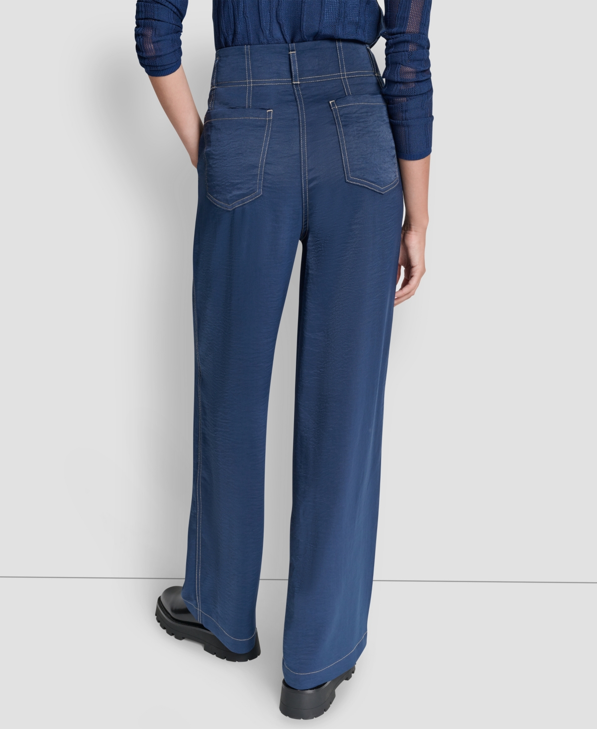Dkny Women's Top Stitch Glazed Dressing Trousers In Blue