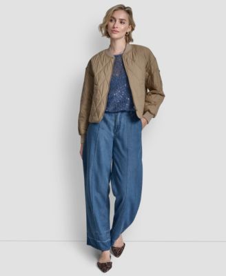 Women's Front Zip Quilted Bomber Jacket