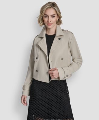 DKNY - Women's Long-Sleeve Cropped Trench Coat