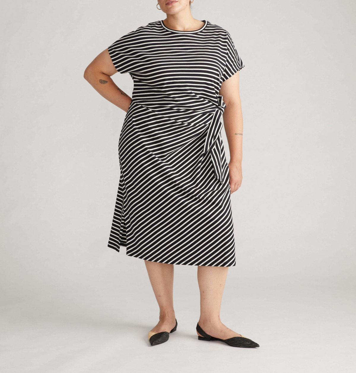 Universal Standard Plus Crescent Breton Stripe Knot Dress