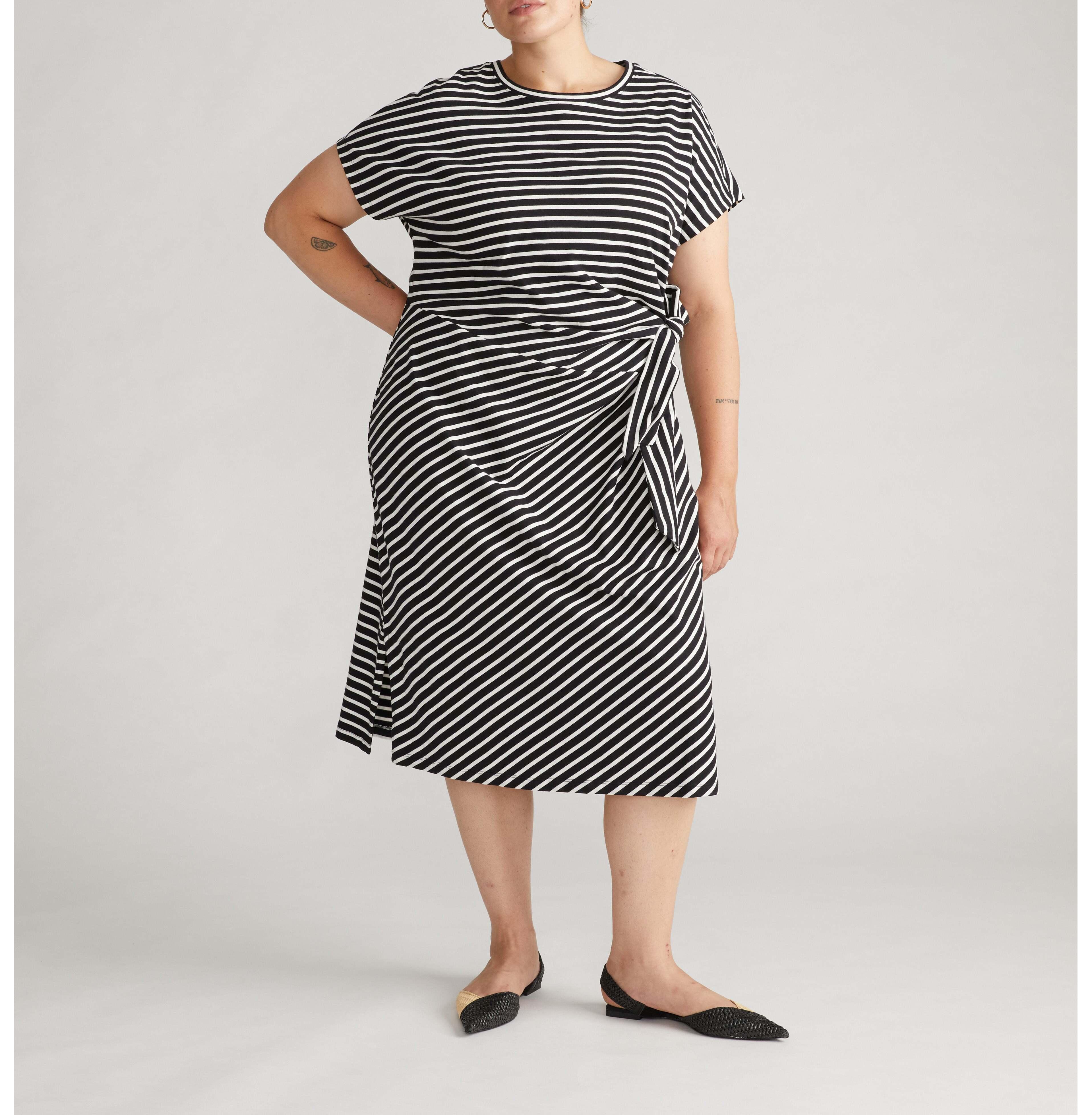 Universal Standard Plus Crescent Breton Stripe Knot Dress