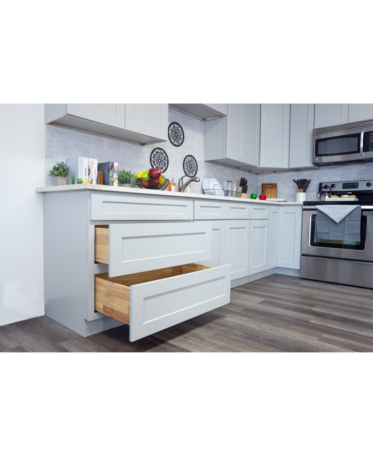 Casainc W30" X H34.5" D24" Kitchen Cabinet Floor Base With 2 Drawers