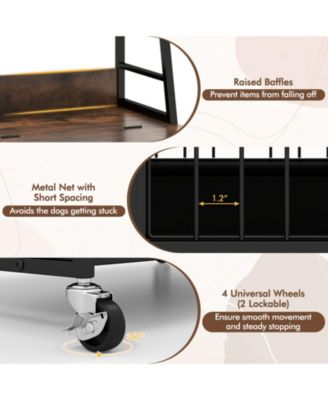 Dog Crate Furniture w/ Storage Shelves Industrial Dog Kennel w/ Flip-up Top