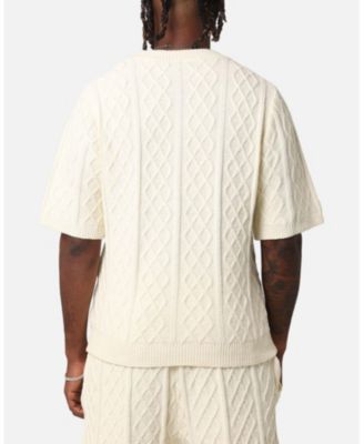 Men's Lucas Cable Knit T-Shirt, - Cream