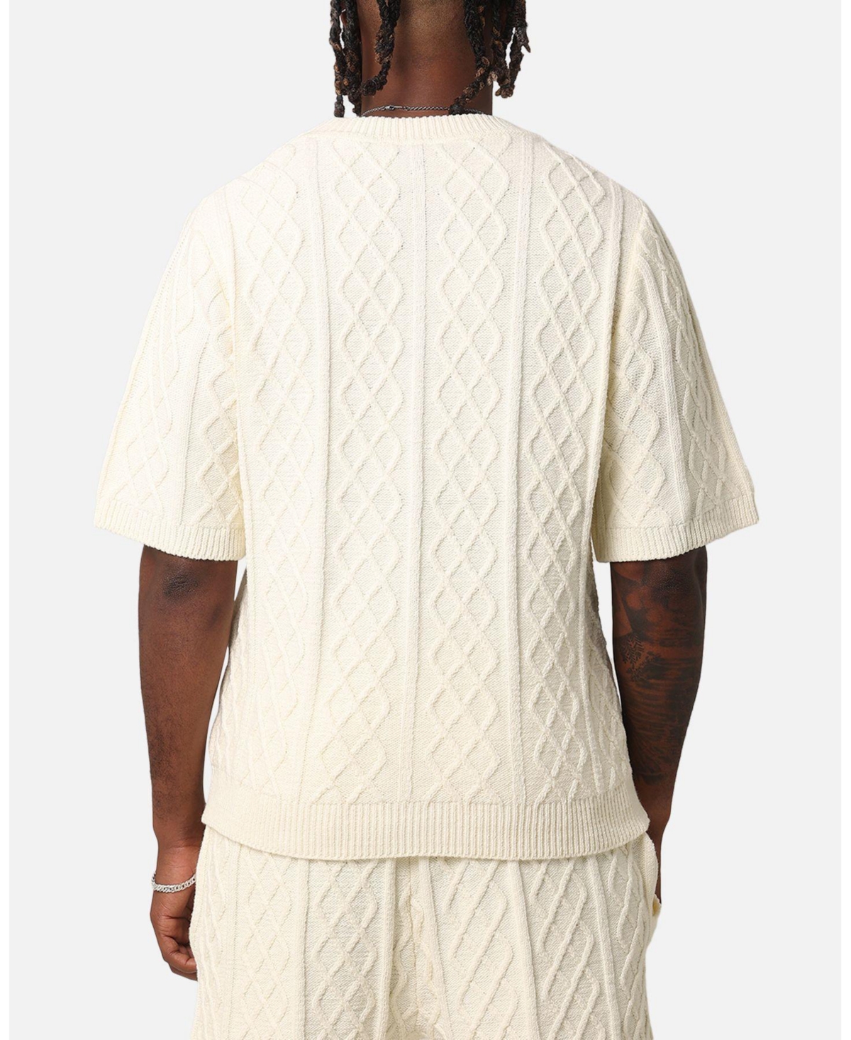 Xxiii Men's Lucas Cable Knit T-Shirt, - Cream