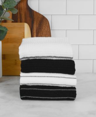 Skipping Stripe Wave Cotton Kitchen Towels, Set of 4