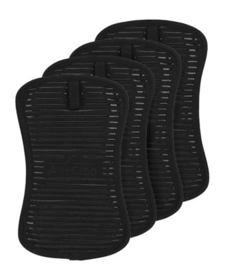 Ribbed Silicone Cotton Twill Potholders, Set of 4