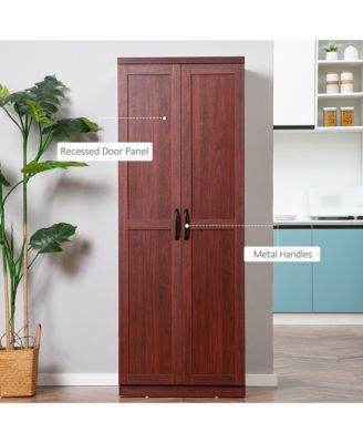 63" Kitchen Pantry, Storage Cabinet with 2 Doors, Adjustable Shelves