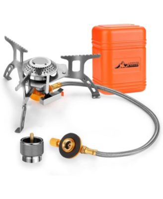 Camping Gas Stove, 3700W Portable Backpacking Stove with Piezo Ignition, Portable Burner, Camping Stove Adapter and Carrying Case for Outdoor Cooking