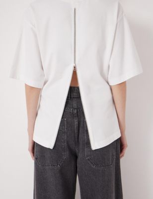 Women's Zip Detail Short Sleeve T-Shirt