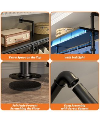 Industrial Pipe Clothing Rack, Reversible 118.3'' Clothes Rack