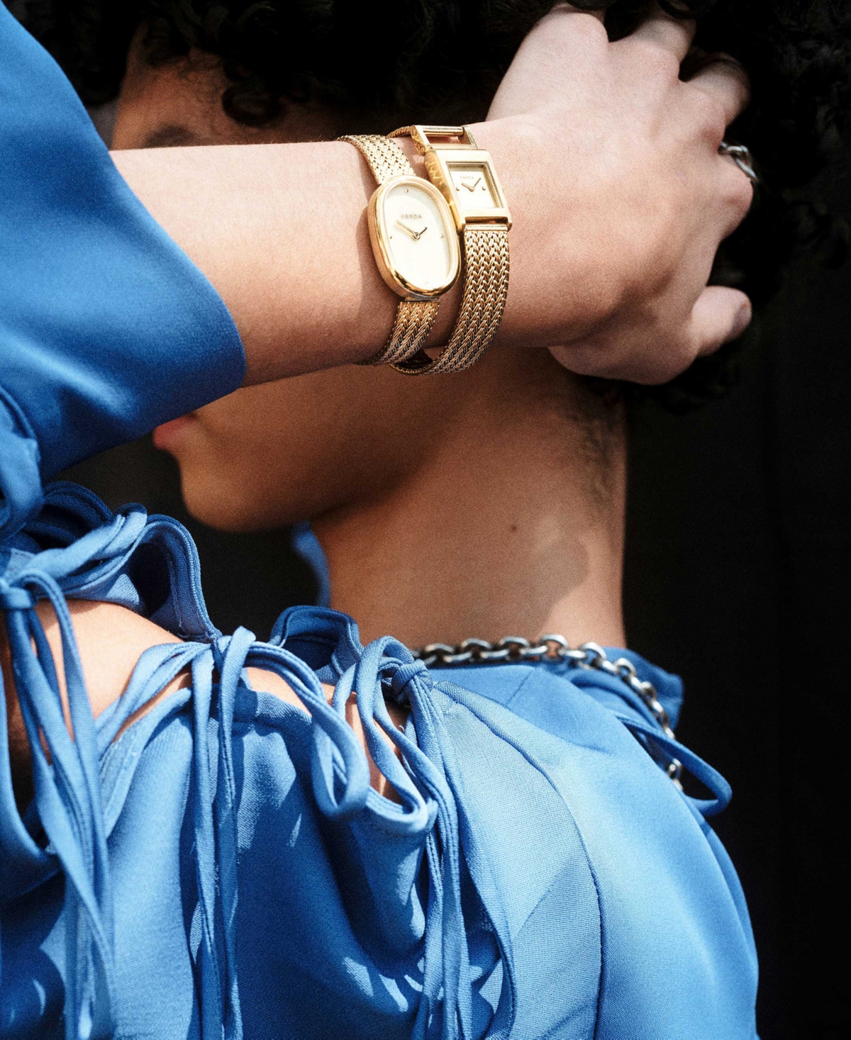 Breda Women's 'Revel Tethered' Gold Mesh Bracelet Watch, 18mm