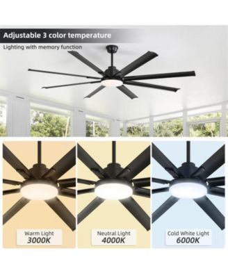 84-inch Modern Standard Black 8-Blade LED Ceiling Fan with Remote and Intelligent Control and Voice Function