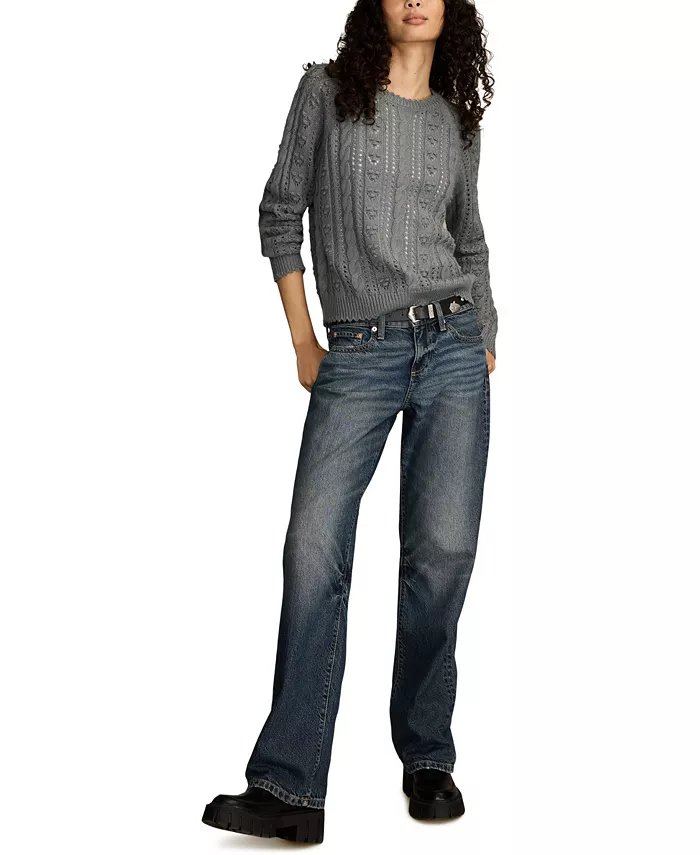 Women's Pointelle Crewneck Sweater - thumbnail 6