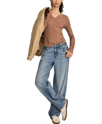 Women's Cutwork Notch Neck Top