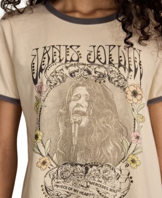 Women's Janis Joplin Floral Frame Classic Crewneck T-Shirt