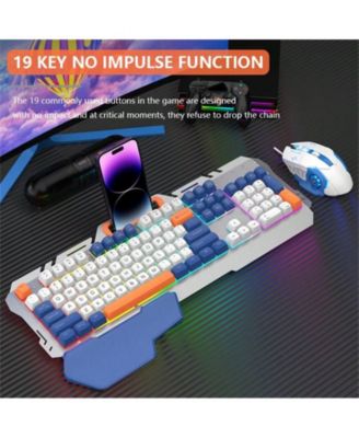 Wired Gaming Keyboard And Mouse Set - Keyboard And Mouse with Wrist Rest - Ergonomic Keyboard For Desktop, Laptop, PC - Blue and White
