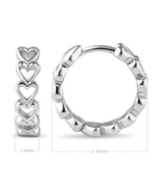 Open Heart Hoop Earrings in Rhodium Plated Sterling Silver